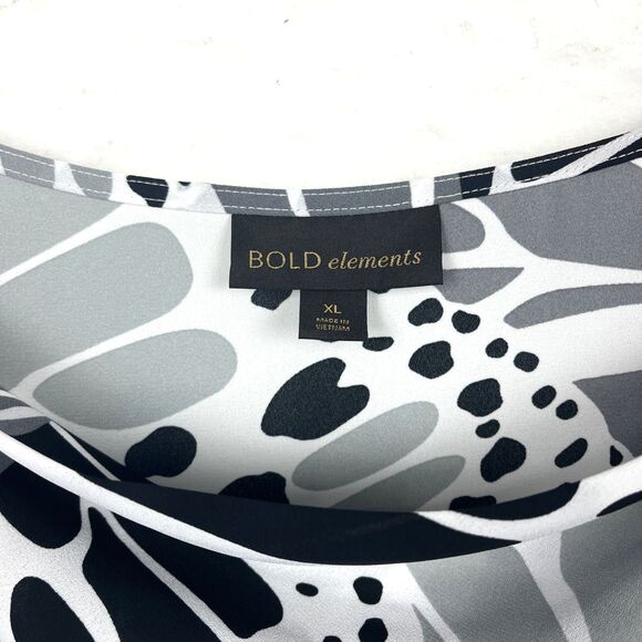 Bold Elements Cold Shoulder Blouse Women’s SZ XL Black Gray Gold Chain Boho Chic - Picture 4 of 10